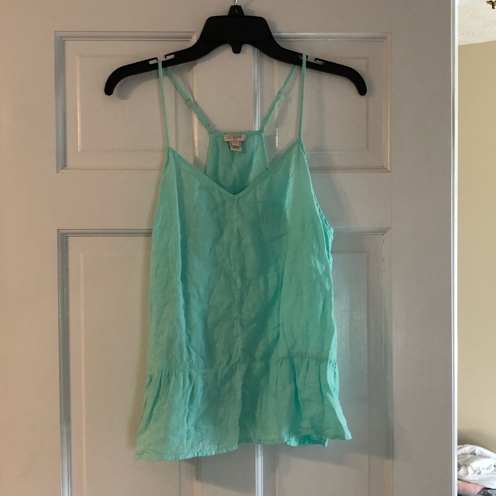 J Crew Mint Linen Tank Top